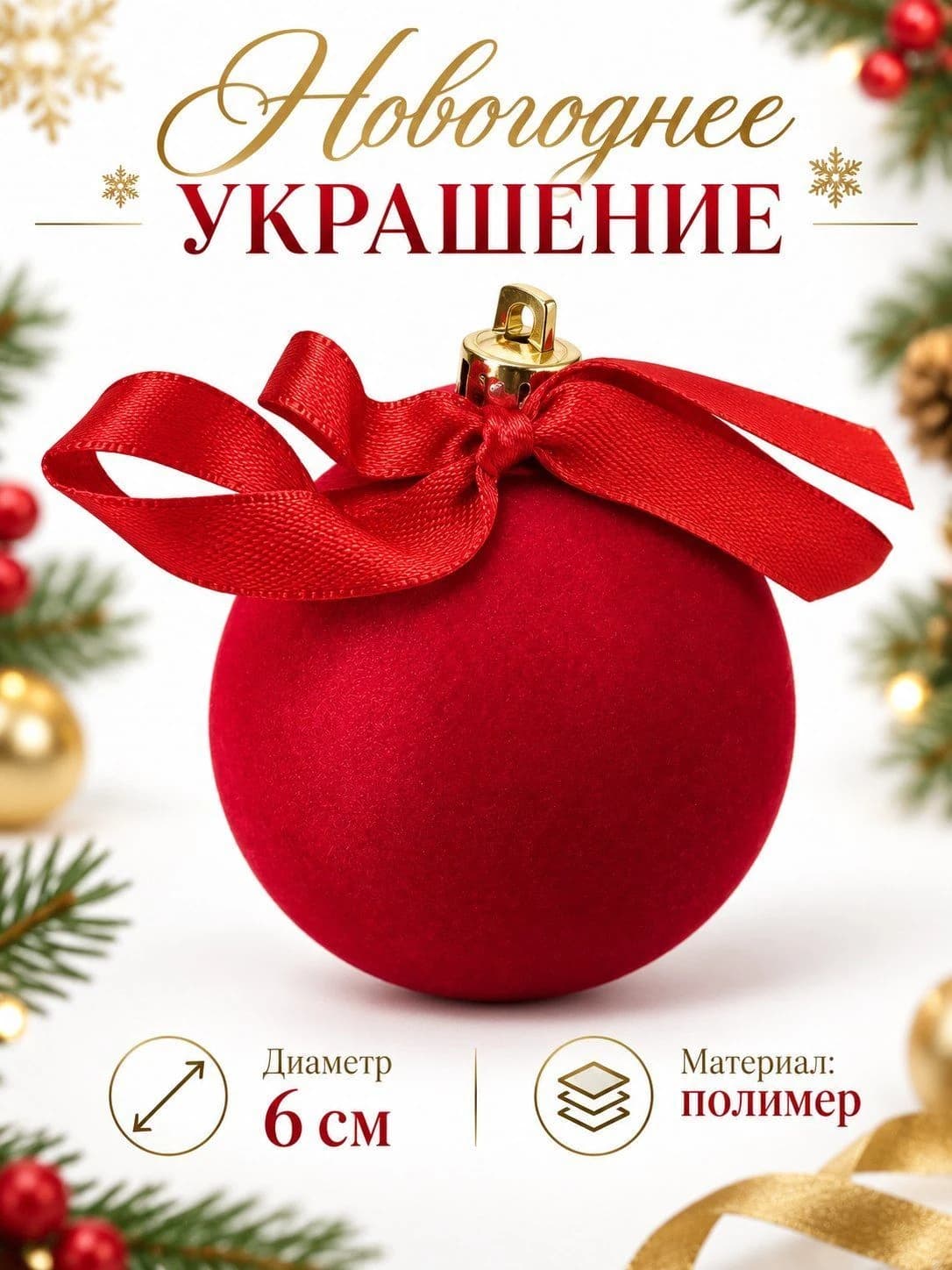 Ёлочный шар с атласным бантом