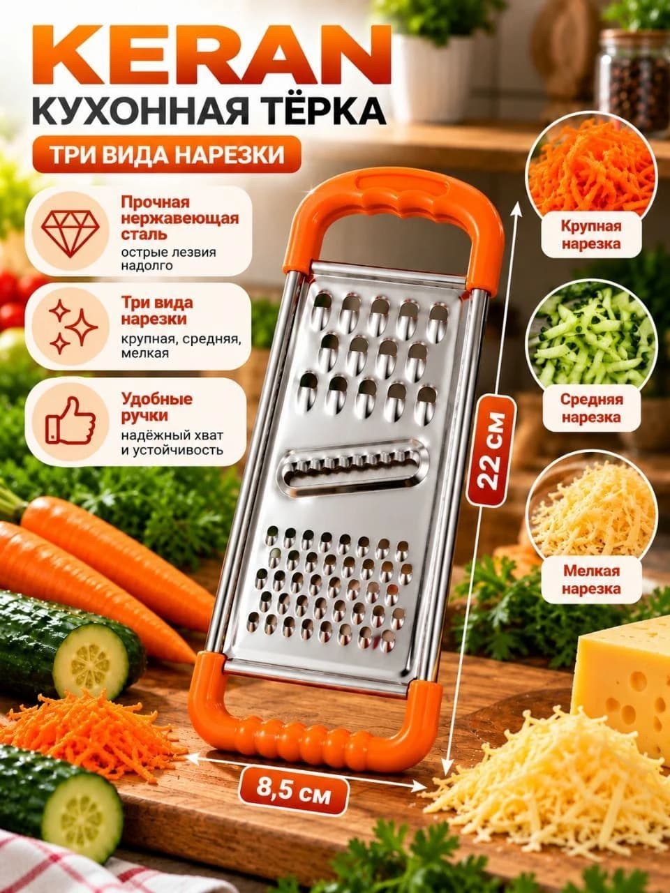 Тёрка кухонная KERAN универсальная
