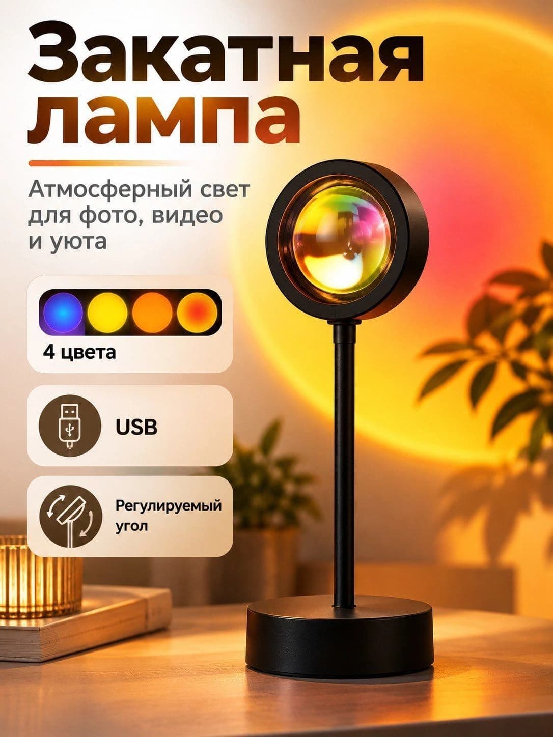 Закатная лампа-проектор Sunset Lamp
