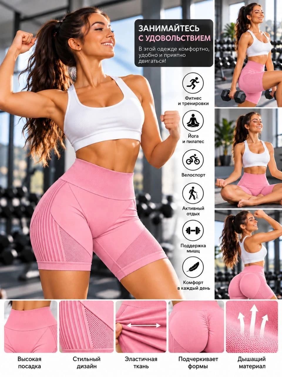 Спортивные шорты-велосипедки., дополнительное фото 3