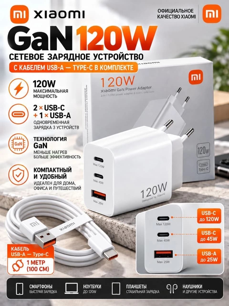 Сетевое зарядное устройство Xiaomi GaN 120W