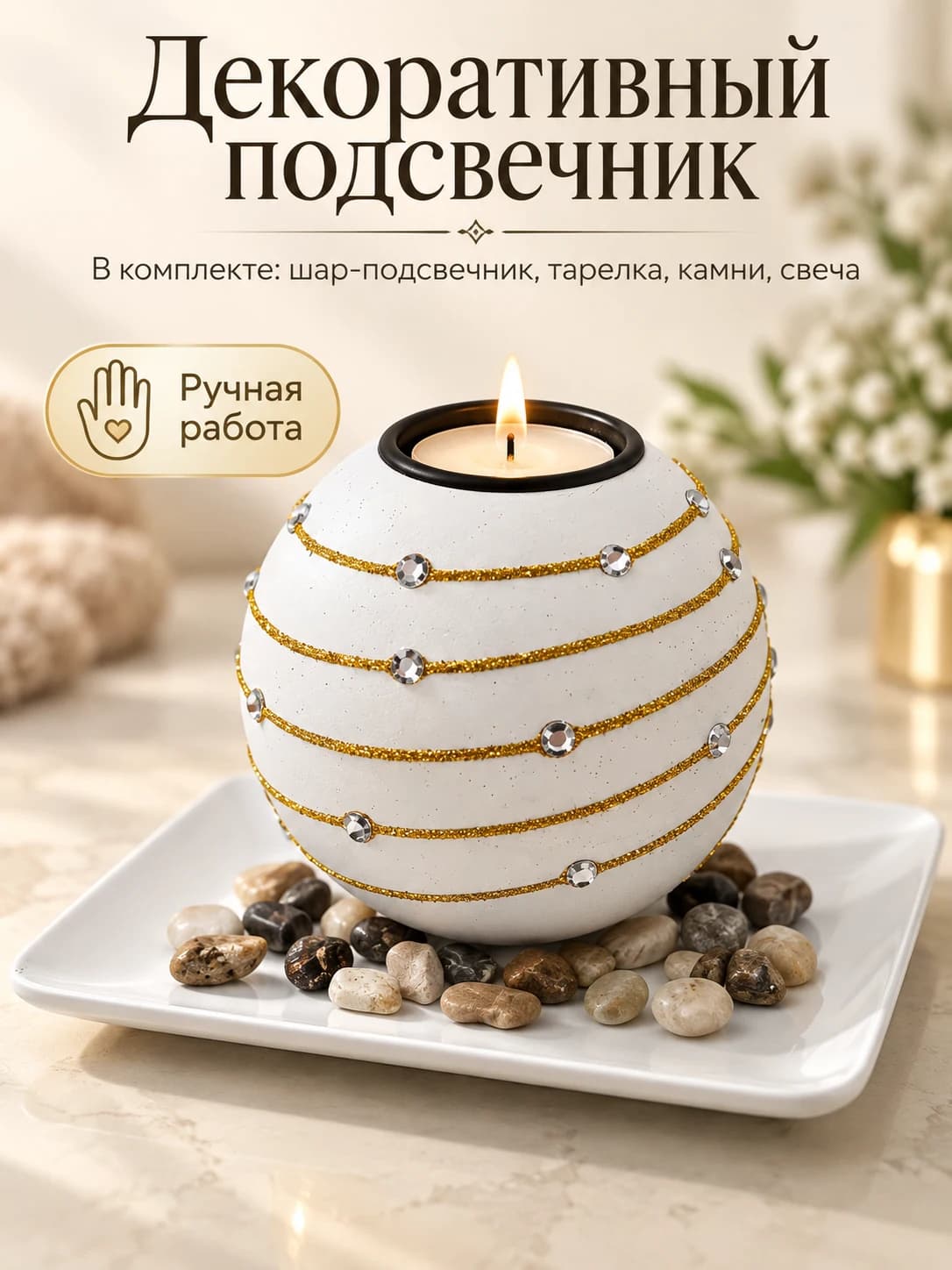 Декоративный подсвечник-шар