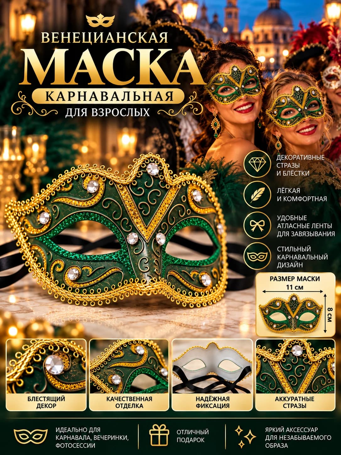 Венецианская карнавальная маска женская